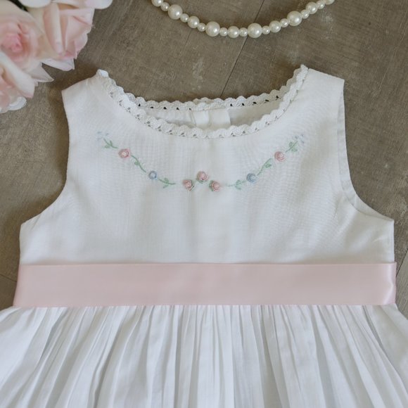 Strasburg NEW White 100% Cotton Slip Dress 18 Month Spring Summer Portrait NWOT - Picture 2 of 5